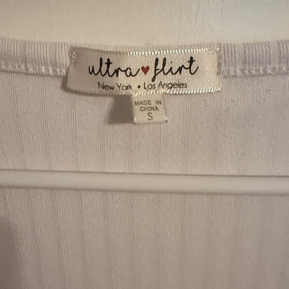 Ultra Flirt Dress Scoop Neck Buttons White with Pink Plaid Skirt Above Knee - Picture 4 of 5